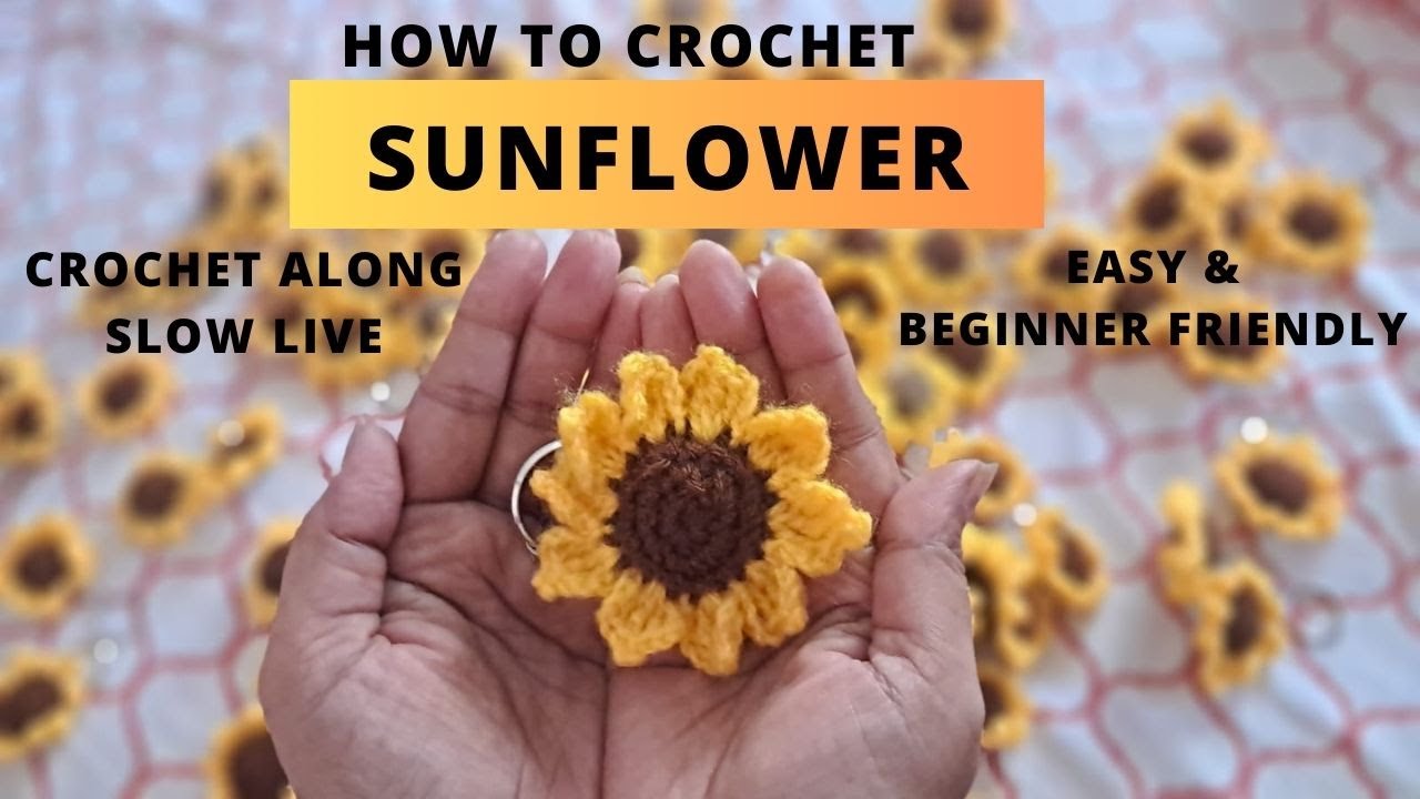Crochet sunflower keychain | beginner friendly crochet along - YouTube