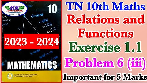 TN 10th Maths|Relations and Functions|Exercise 1.1|Problem 6 (iii)|Very Important for 5 Marks