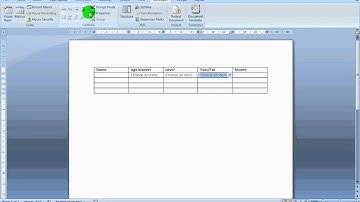 Create table with drop down lists