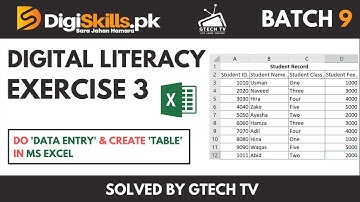 Digiskills Digital Literacy Exercise 3 Batch 9 Solution | Data Entry and Basic Formatting in Excel