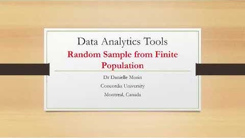 Data Analytics Tools Series Sampling from a Finite Population