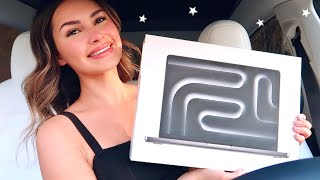 unboxing an m3 macbook pro in my tesla *space black* 💻🖤