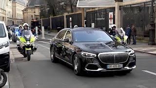 l&#39;Emir du Qatar arrive à Paris en Mercedes Maybach  S680