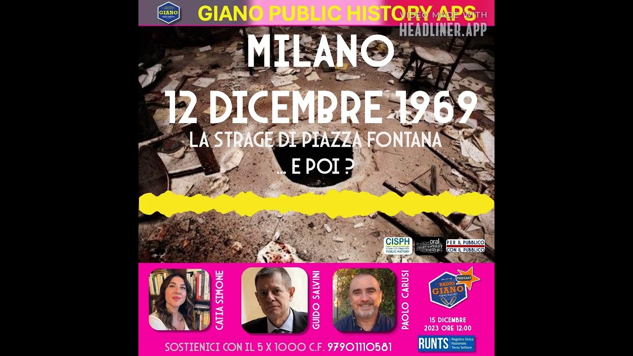 MILANO 12 DICEMBRE 1969. LA STRAGE DI PIAZZA FONTANA E POI? | Guido SALVINI e Paolo CARUSI