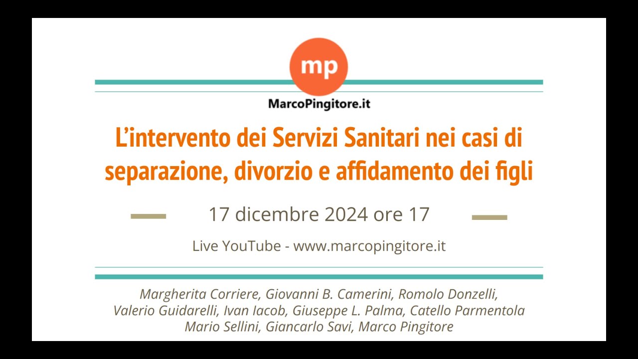 L'intervento dei Servizi Sanitari nei casi di separazione, divorzio e affidamento dei figli
