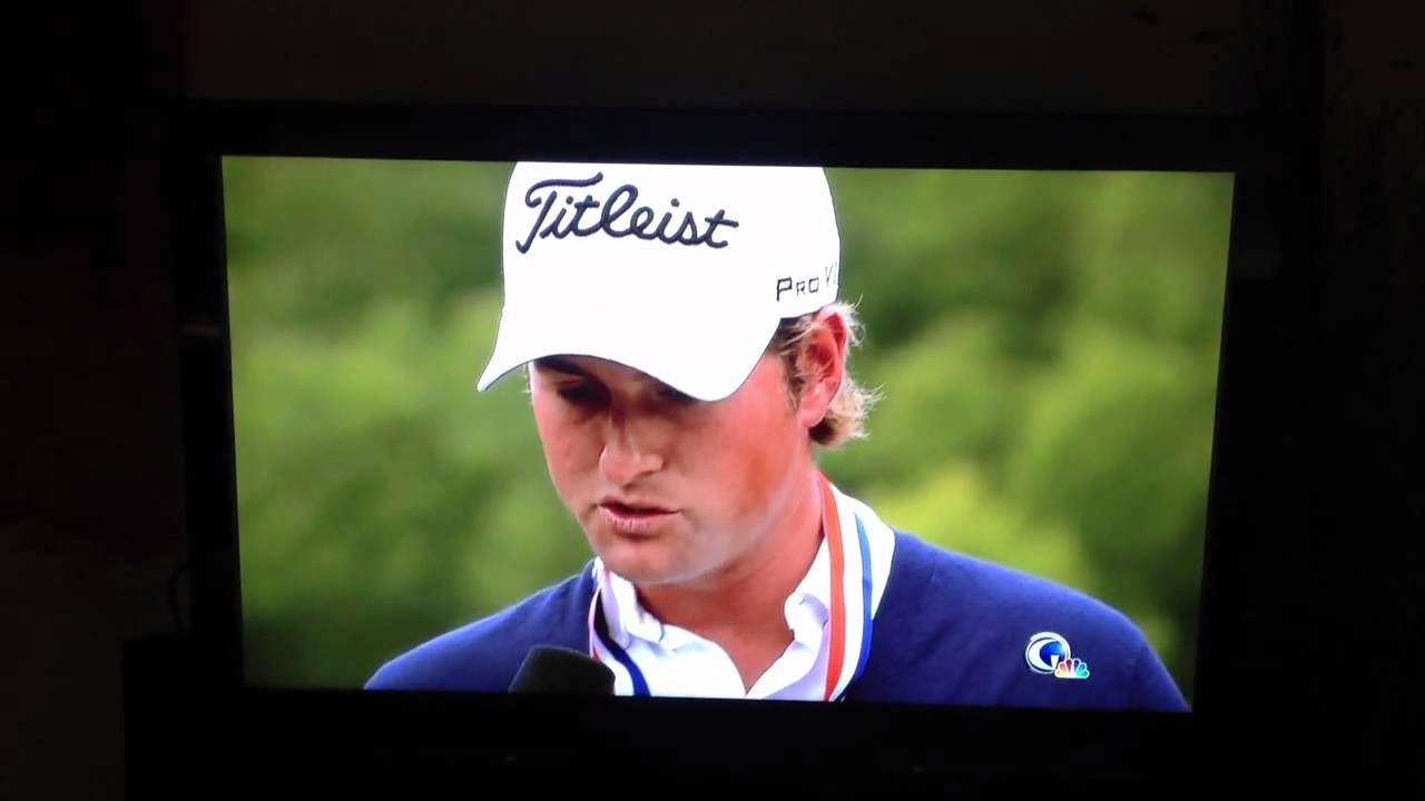 Crazy Fan Interupts 2012 U.S Open Webb Simpson Trophy Presentation
