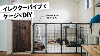 ボーダーコリーのケージをイレクターパイプでインダストリアル風にDIY