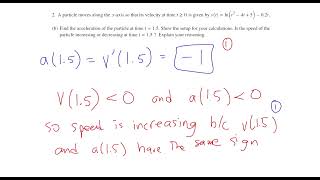2024 AP Calculus AB FRQ #2 - Motion