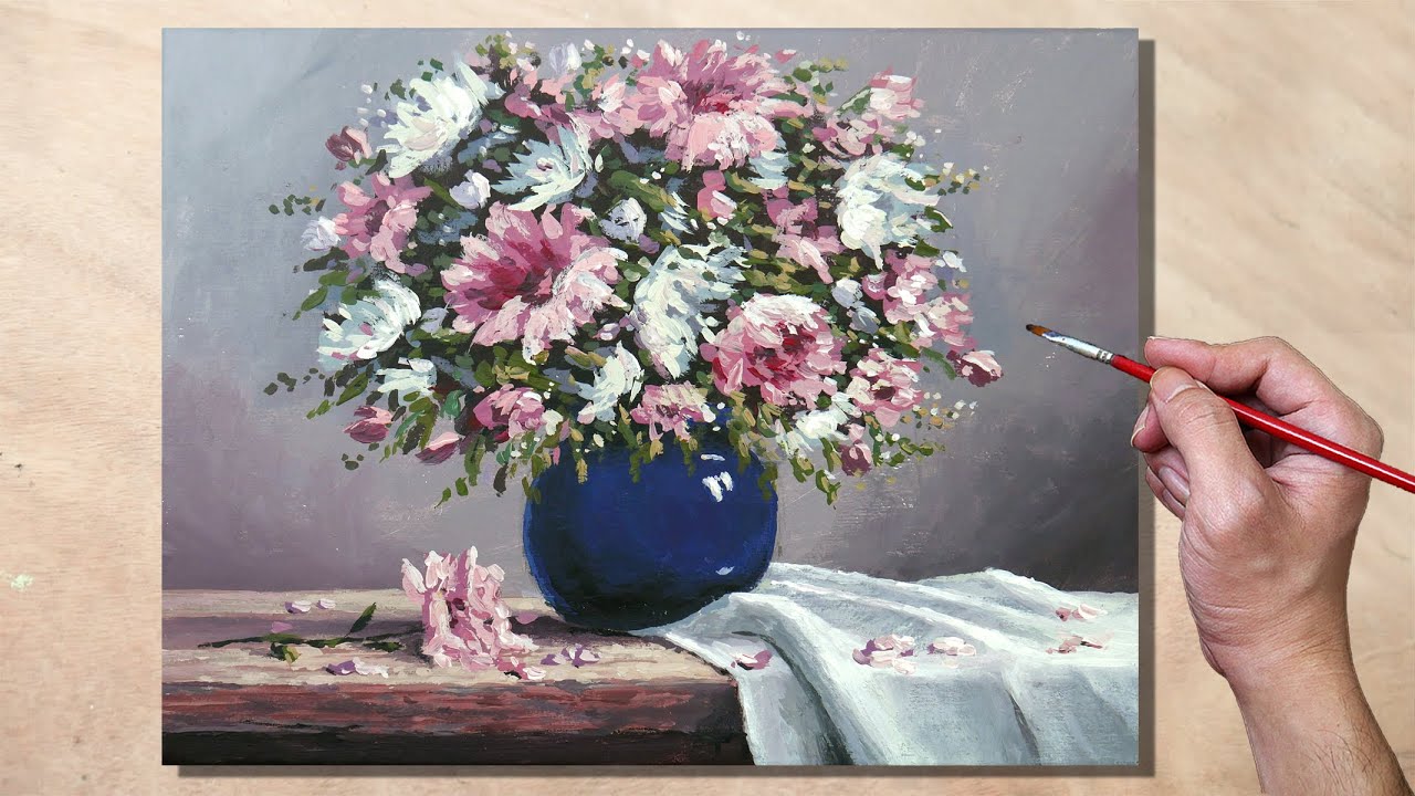 Acrylic Painting Bouquet of Flowers - YouTube