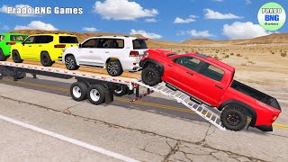 Toyota, Mercedes, Tractor, and Man Flatbed Truck vs Train – BeamNG.drive 407 screenshot 5