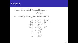 Explizite, homogene lineare Differenzialgleichungen erster Ordnung