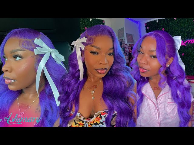 THE CUTEST PRE COLORED 26 INCH VIBRANT PURPLE FRONTAL WIG  display picture 1