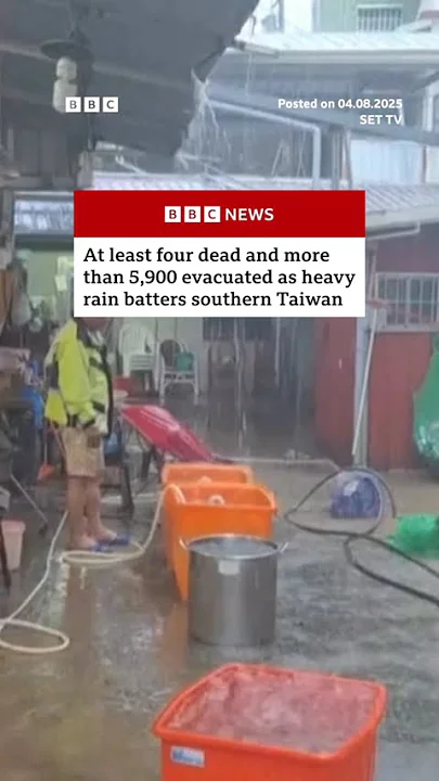 Four dead and thousands evacuated after heavy rainfall hits Taiwan. #Taiwan #BBCNews