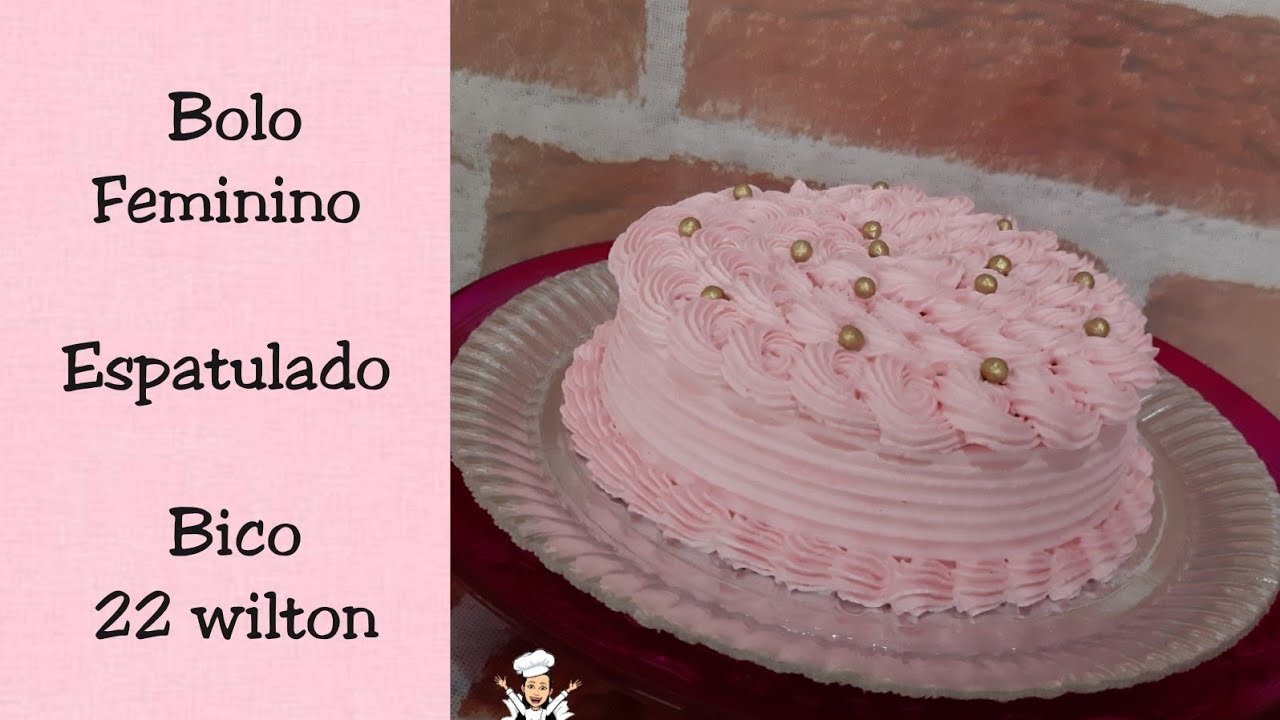 Bolo feminino, Chantilly rosa, Torta, Redondo, Simples, Espatulado, Bico 22 wilton