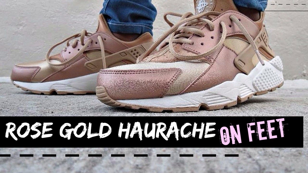 Rose Gold Nike Huarache ON FEET ! - YouTube