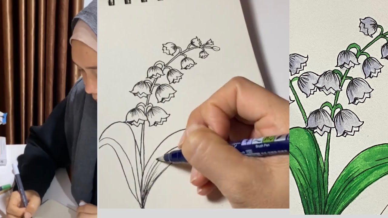 🌸 How to Draw Lily of the Valley Flower Step by Step | Easy Flower Drawing Tutorial