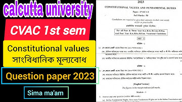 CVAC-1.2 Constitutional Values and Fundamental Duties question paper 2023 Calcutta University /cu /