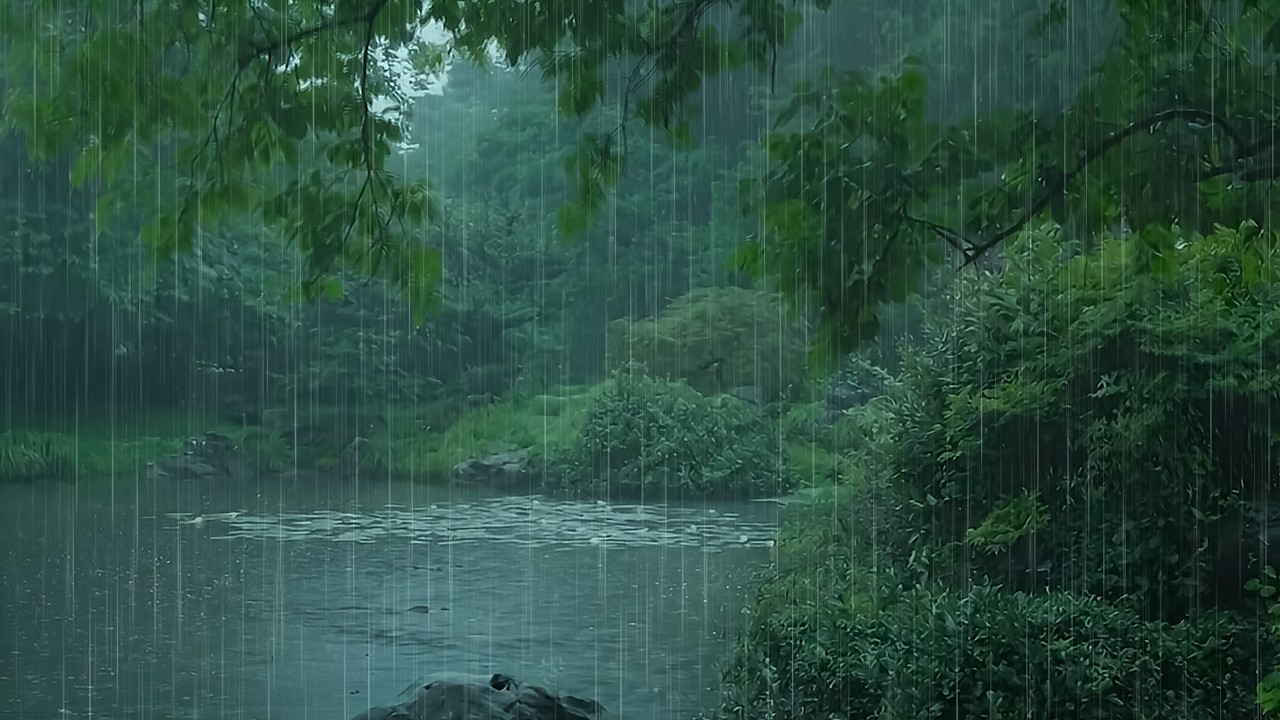 Forget Your Fatigue & Sleep Deeply with Gentle Rain Pouring on Calm Lake | Nature ASMR Forest Rain