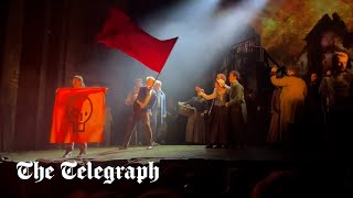 video: Watch: Just Stop Oil disrupt Les Miserables by jumping up on stage