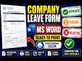 Company Leave Application Form in word| Employee Leave Management System