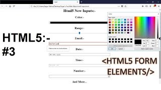 Html 5 New Input Types And Attributes Like Color,Date,Required,Autofocus,And Many More[Hindi]