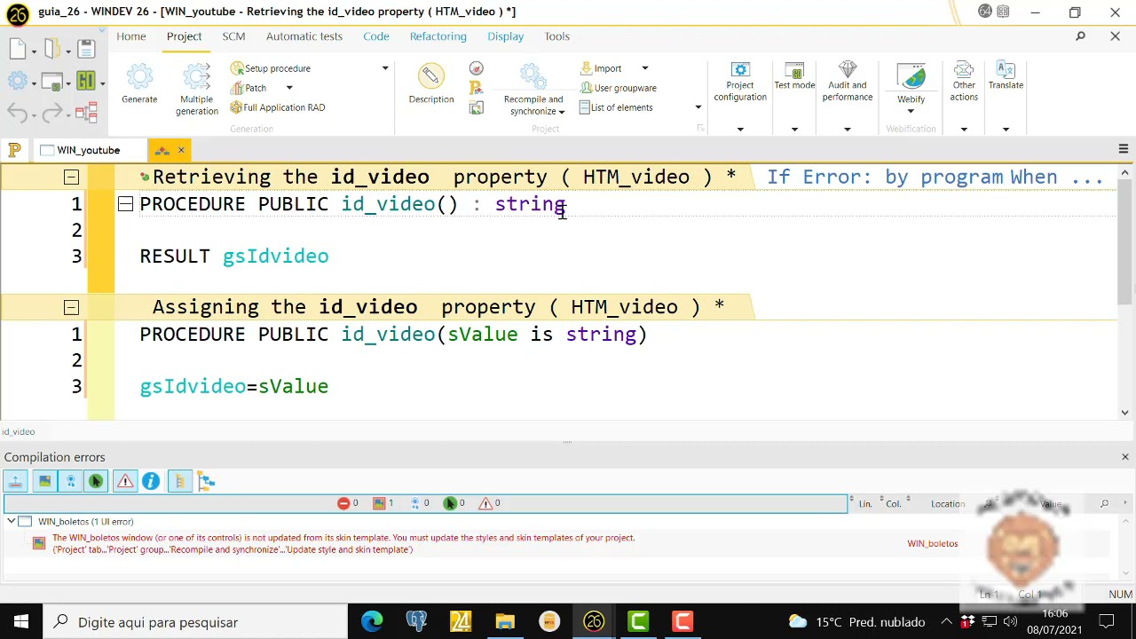 Guia Windev 26 - aula 32 - Integrando um vídeo do Youtube à uma janela do Windev.