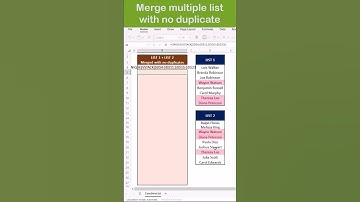 How to combine multiple lists dynamically without duplicates in excel using formula #shorts