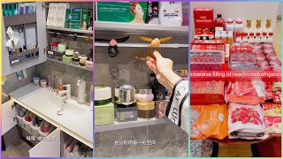 [Eng Sub]Ideal Bathroom Cabinet Organization🎀 | Red Food And Snacks Organizing✨
