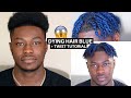 Twists on Men's Short Natural Hair! + L'Oreal Colorista Blue Temporary Hair Dye!
