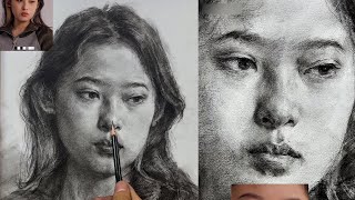 Girl Portrait Drawing - Realistic Charcoal Drawing by Fine Art Academy 10,824 views 9 months ago 27 minutes