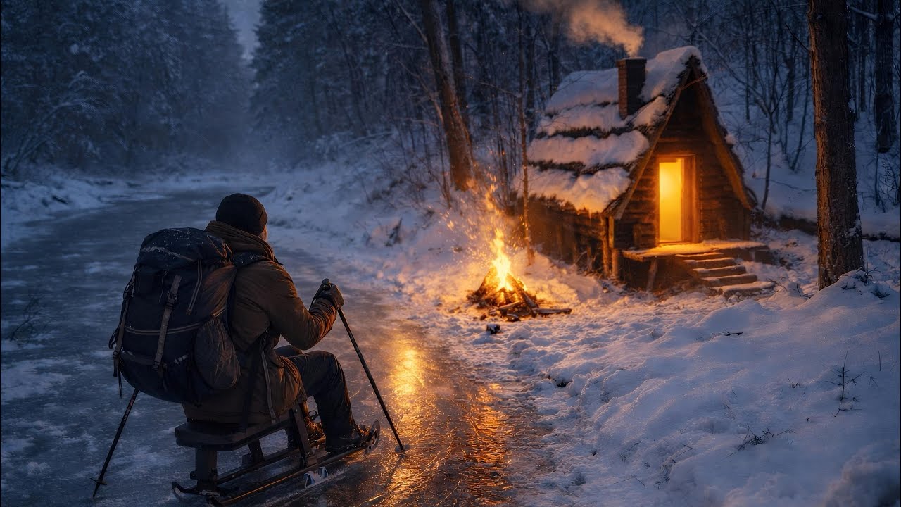 Выжить в холодном крошечном домике в лесу. Как сделать мини печь и сани?