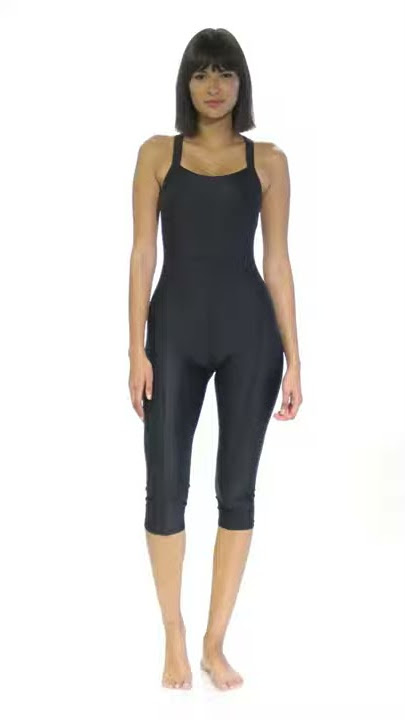 Sporti Active Solid One Piece Cropped Swim Unitard | SwimOutlet.com