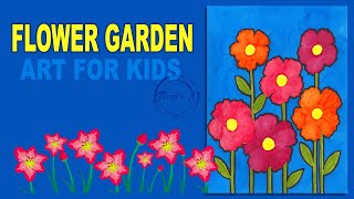 How to Draw a Flower Garden 🌺 | Easy Flower Drawing for Kids