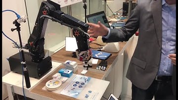 Robot arm with camera-based angular sensors - interview and demo