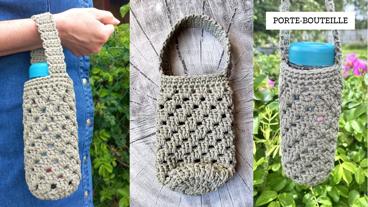 COMMENT FAIRE UN PORTE-BOUTEILLE OU GOURDE🌸AVEC DU FIL ECOLOGIQUE #recycle💚@CrochetricotdeMarie