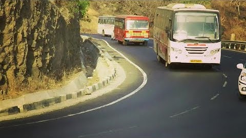 Msrtc bus | lal pari | shivshahi bus | heavy trucks on hair pin bend road in ghat section