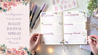 Mid-Year Reflection Bullet Journal Spread Set Up in Real Time✨calming✨