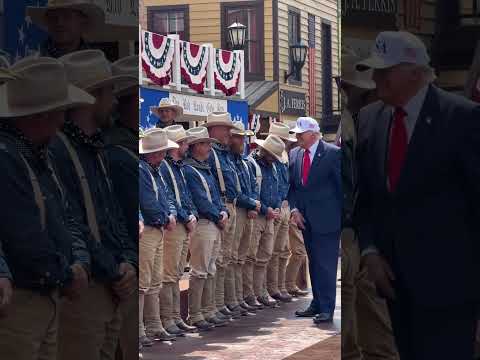 President Trump greets the Rough Riders at the President Theodore Roosevelt Library in North Dakota