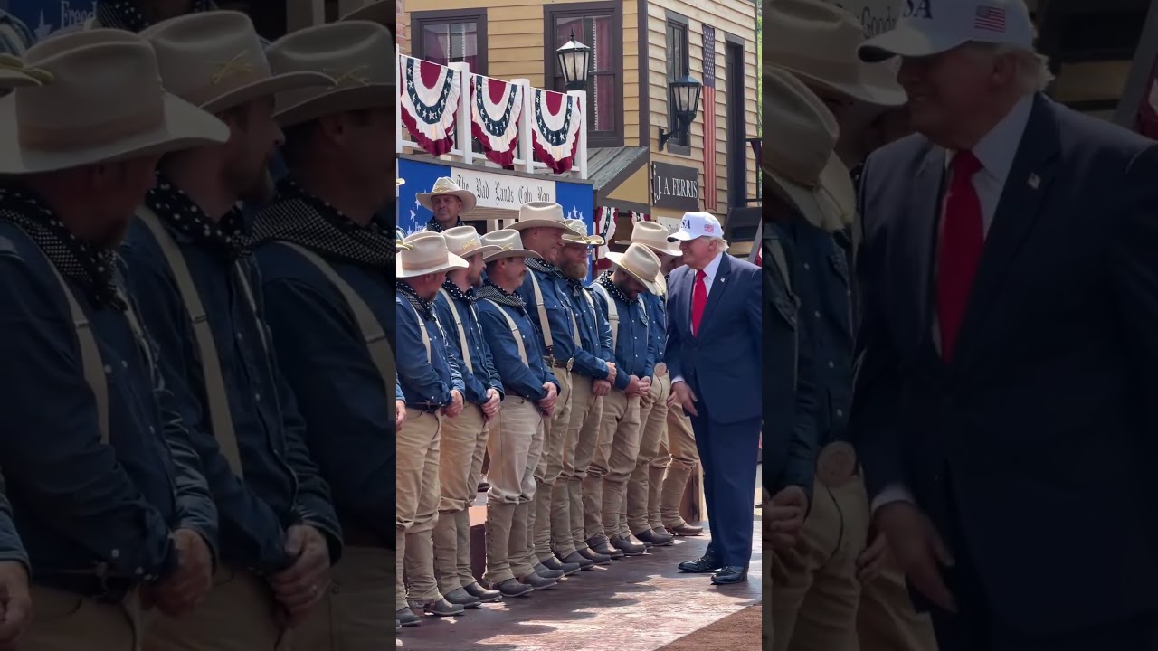 President Trump greets the Rough Riders at the President Theodore Roosevelt Library in North Dakota