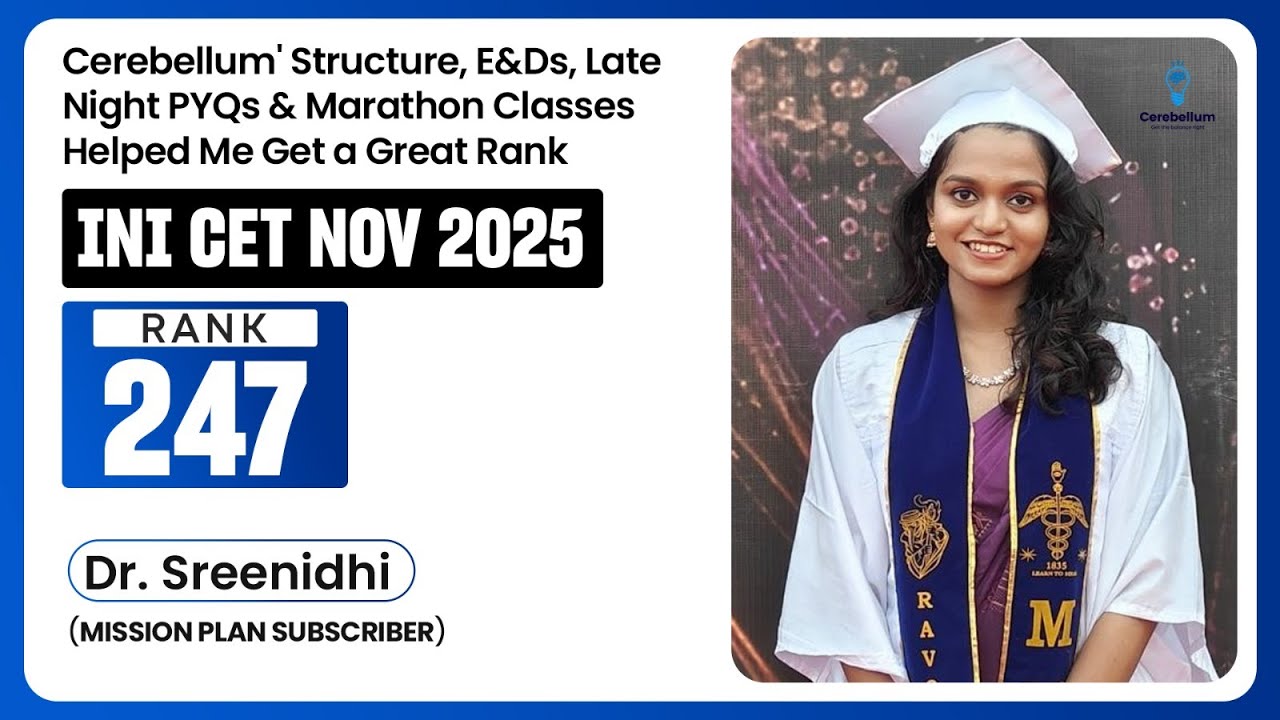 Cerebellum’s structure, E&Ds, late-night PYQ, & Marathon helped me secure Rank 247 says Dr Sreenidhi