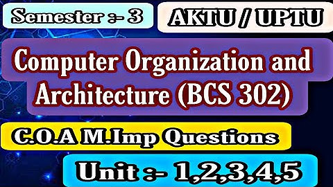 Computer Organization and Architecture Imp Questions Aktu | Aktu C.O.A imp Questions | C.O.A imp que