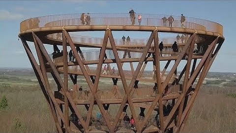 Denmark opens 45-metre hourglass-shaped observation tower amidst a forest
