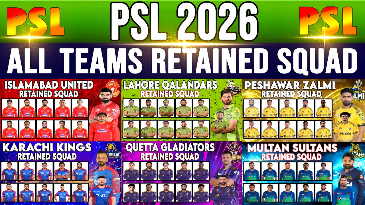 PSL 2026: All Teams Retained Squad | PSL 11 All Teams Retained Squad