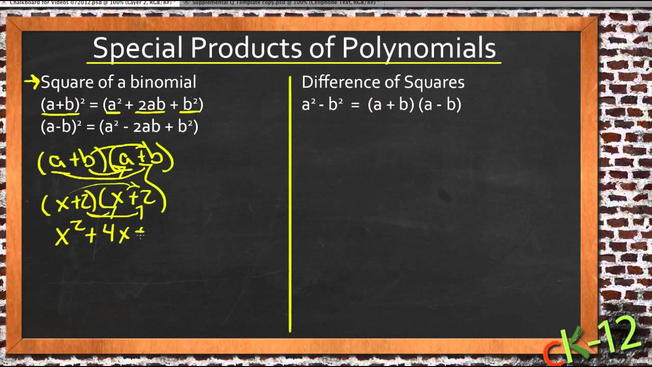 Special Products of Polynomials An Application (Algebra I) YouTube