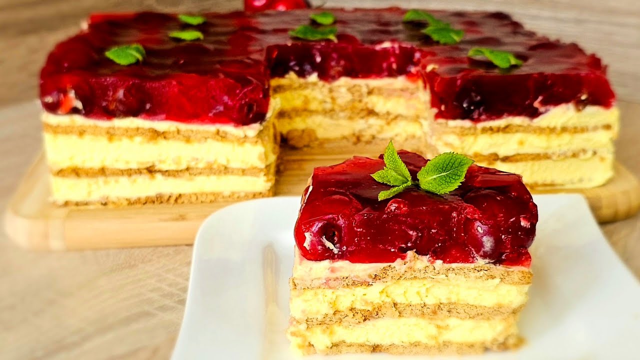 10 Minute Vanille Kirsch Kuchen ohne Backen - Genau wie bei Oma! - YouTube
