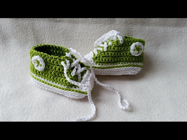 Babyschuhe häkeln – Turnschuhe – - Teil 1 - Sohle by BerlinCrochet - YouTube