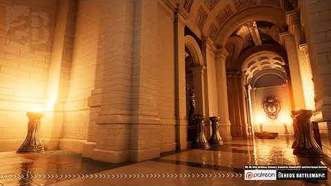 Beneos Battlemaps: Bright Temple: Corridor 2 - SCENERY [Pen & Paper Animated Battlemap]