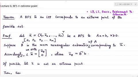 Operations Research Lecture 6 (Basic Feasible Solution=Extreme Point)| IIT BHU