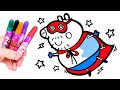 PEPPA PIG 🐷 Colorea a PAPÁ PIG de Superhéroe 🌈⚡ Dibujos para niños