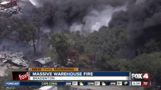 Fire crews monitor hot spots after massive 5-alarm fire in Bradenton